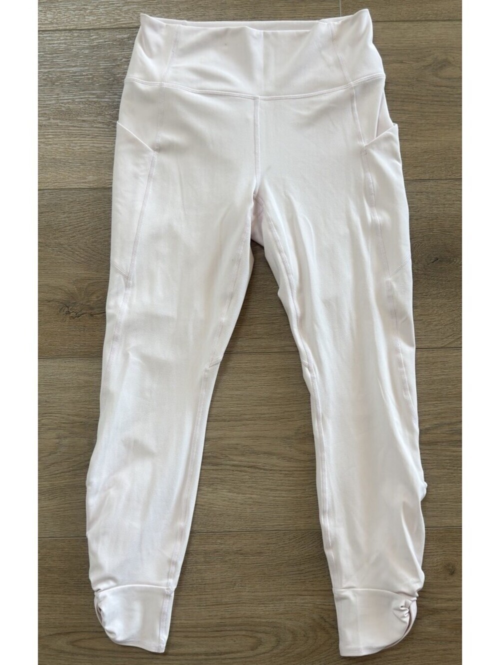 Fabletics PureLuxe Leggings Womens Small Cream Pink Pocket Ankle Yoga Pants